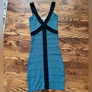BCBGeneration black and teal/green bodycon dress